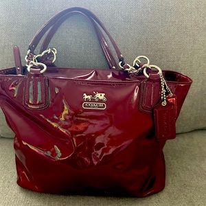 Coach Madison Crimson Patent Leather Tote Handbag